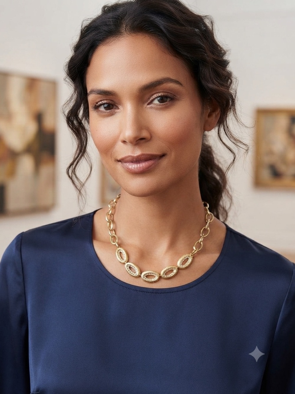 Gold Oval Link Statement Necklace - Women Jewelry